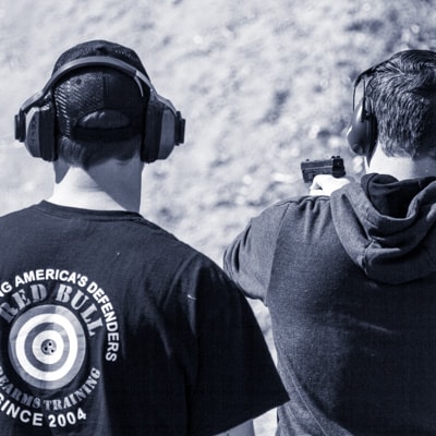 Permit to carry training class student qualifying on shooting range