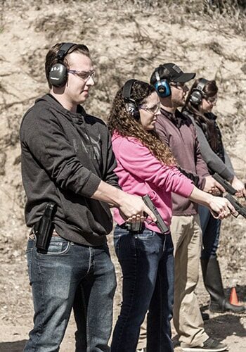 MN Permit to Carry Class - line of students at shooting range